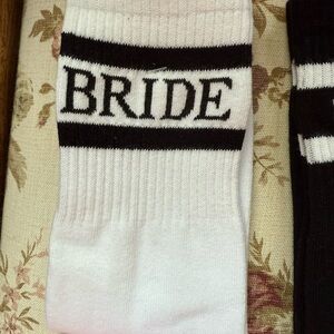 Bride White and Black crew Socks